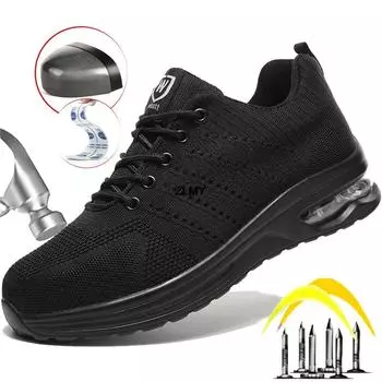 Промышленная защитная обувь для мужчин и женщин, кроссовки со стальным носком, устойчивые к проколам и ударам, рабочие ботинки AirCushion для мужчин, спортивные рабочие защитные ботинки 36 розовый
