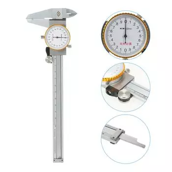 Промышленные циферблатные штангенциркули Высокоточный нержавеющий штангенциркуль 0150 мм 0,02 мм Ударопрочный серебряный