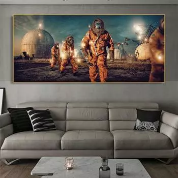 Промышленные забавные животные, обезьяны, картина на холсте, настенное искусство, горилла в одежде, постеры, принты, декор для гостиной, уличное искусство 20cm40cm NoFrame