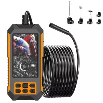 Промышленный эндоскоп, инструменты для бороскопа 1080P HD с 4,5-дюймовым IPS-экраном и 8 регулируемыми светодиодными лампами, оранжевый