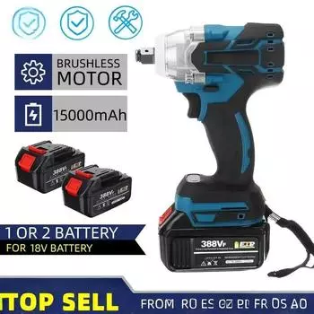 Промышленный бесщеточный литиевый ключ для легкого снятия автомобильных шин. Ключ 520N с высоким крутящим моментом, 2-элементный аккумулятор. EU синий