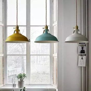Промышленный цветной подвесной светильник Loft Suspension Luminaire Restaurant Kitchen Hanging Light Chandelier Потолочный светильник Декоративный синий