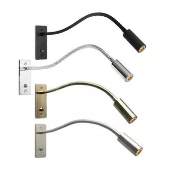 Промышленный никель-хромовый встраиваемый светодиодный настенный светильник с гибким штативом и выключателем для галереи музея в отеле чёрный