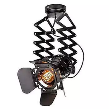 Промышленный потолочный светильник E27 Регулируемый потолочный светильник, винтажный черный металлический потолочный светильник для кухни, гостиной и спальни (с лампочкой)