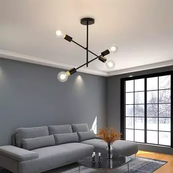 Промышленный потолочный светильник с 4 головками E27 Винтажный потолочный светильник без лампочки для освещения и оформления интерьера, диаметр: 42 см