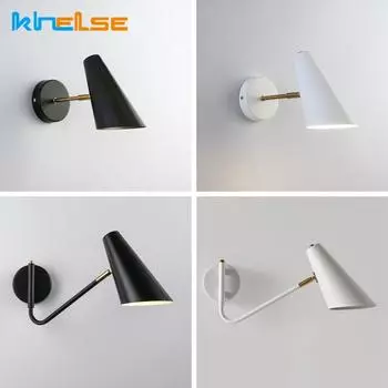 Промышленный складной светодиодный настенный светильник с выключателем, винтажный, регулируемый, длинный, E27, прикроватный декоративный светильник, бра, лампы для чтения Warm White (2700-3500K) чёрный