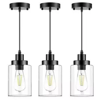 Промышленный стеклянный подвесной светильник E26/27 винтажный подвесной светильник для спальни, столовой, кухни, бара, дома 90-260 В, декоративные светодиодные подвесные светильники 110V&Without Bulb чёрный