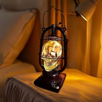 Промышленный светильник-череп, подвесной фонарь, мягкий свет, настольный светильник в виде черепа, ретро, мини, прозрачный чёрный