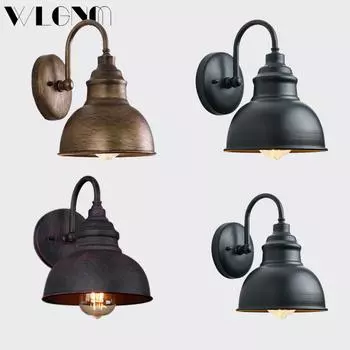 Промышленный уличный настенный светильник, винтажный, железный, 19 см, медный цвет, водонепроницаемый, для освещения балкона, крыльца, двора, светильников No Bulb