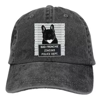 Промытая бейсболка унисекс Frenchie Mug Shot Trucker Snapback Кепки Папа Шляпа Французский бульдог Любитель собак Шапки для гольфа One Size