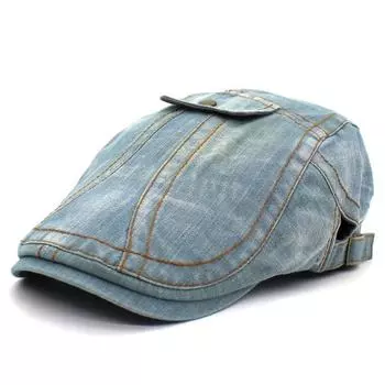 Промытая джинсовая кепка с утиным язычком, модельный берет с карманом для мужчин и женщин, модная шляпа от солнца, надеваемая вперед кепка 56-58cn чёрный
