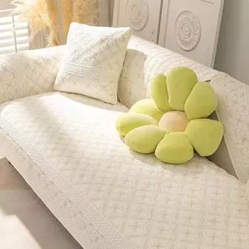 Промытая хлопковая подушка для дивана, противоскользящее полотенце для дивана, зимняя гостиная, однотонная декоративная наволочка, жаккардовый толстый чехол для дивана 70x70cm 1pcs