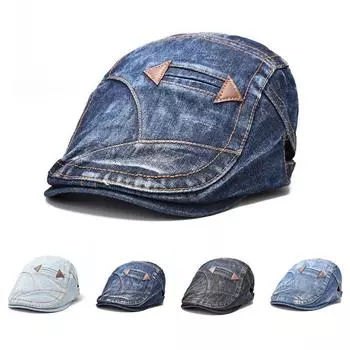 Промытая ковбойская кепка, берет с двойной стрелкой, мужская и женская модная шляпа от солнца, ретро-шляпа 1 синий