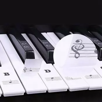 Пронумерованные нотные знаки для начинающих Музыкальная клавиатура Обучение игре на фортепиано Наклейки Прозрачные наклейки 22.7*24.6cm