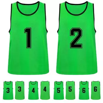 Пронумерованный номерной знак, форма для команды по номерам, виды спорта, виды спорта, местное самоуправление, один размер, набор из 6 [Matunoki] нагрудники, жилет, номер, жилет, сетка, для взрослых, зелёный