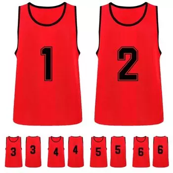 Пронумерованный номерной знак, форма для команды по номерам, виды спорта, виды спорта, местное самоуправление, один размер, набор из 6 [Matunoki] нагрудники, жилет, номер, жилет, сетка, для взрослых, красный