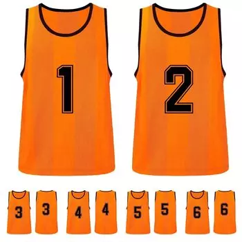 Пронумерованный номерной знак, форма для команды по номерам, виды спорта, виды спорта, местное самоуправление, один размер, набор из 6 [Matunoki] нагрудники, жилет, номер, жилет, сетка, для взрослых, оранжевый