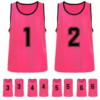 Пронумерованный номерной знак, форма для команды по номерам, виды спорта, виды спорта, местное самоуправление, один размер, набор из 6 [Matunoki] нагрудники, жилет, номер, жилет, сетка, для взрослых, розовый