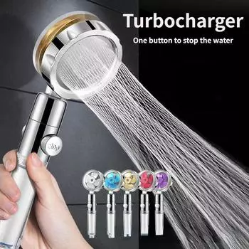 Пропеллерная насадка для душа в ванной комнате с дождевой водой, экономия воды под высоким давлением, аксессуар для душа, насадка под давлением, универсальная адаптация серебряный
