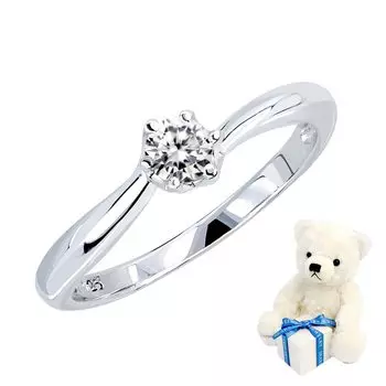 Proposal Ring Silver Ring Single Cubic Zirconia White Teddy Bear Size 9 [Sears] g-56-tdt-01-w-09