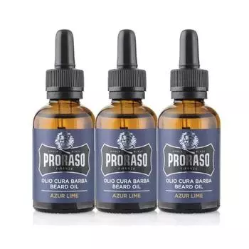 Proraso Azur Lime Beard Oil, 3 units, 30ml