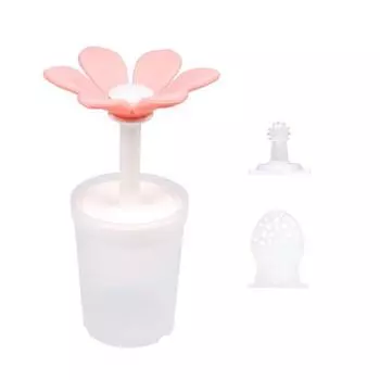 Прорезыватель Chew Chew Bloom 4IN1 + сетка для сока + силиконовая зубная щетка + детская чашка для воды, розовый + крем, зубная щетка (этап 1) + детская чашка