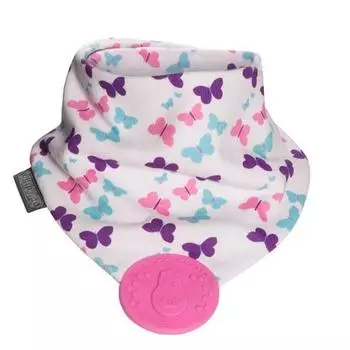 Прорезыватель для зубов Cheeky Chompus Hippone Cutie Scarf Bib, от 2 месяцев до 2 лет, бабочка, 1 шт., корейские детские товары