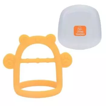 Прорезыватель для зубов Living Teacher + футляр, от 3 месяцев, оранжевый (Прорезыватель на запястье), 1 комплект, корейские детские товары