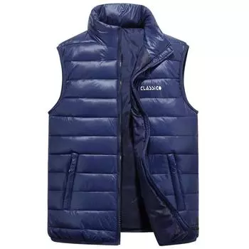 Прощай, осень и зима, повседневный утепленный однотонный хлопковый жилет без рукавов для пары, тонкий пуховый хлопковый жилет M синий
