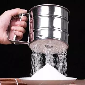 Просеиватель для муки, двухслойный мелкоячеистый порошок, сахарный шейкер, тряпка, ручной сито из нержавеющей стали, сито для выпечки торта, муки, инструмент, кухонные принадлежности серебряный