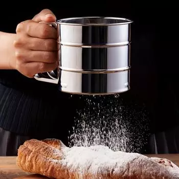 Просеиватель для муки из нержавеющей стали 1 шт. - Двойная сетка, сито для выпечки, для тонкого порошка и фильтрации кофе, кухонный инструмент-просеиватель 1pc-Stainless steel