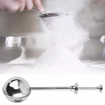 Просеиватель для муки из нержавеющей стали, одноручное управление, быстрое просеивание муки, сито для пекарей, сферическая палочка для пыли, санитарный кухонный инструмент