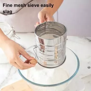 Просеиватель для муки из нержавеющей стали Yousheng, вращающееся сито для выпечки с мелкой сеткой на 3 чашки, с удобной ручкой, прочный, легко чистится, идеально подходит для тортов.