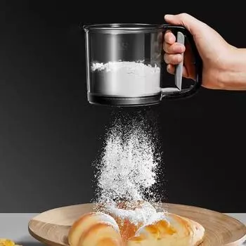 Просеиватель для муки, мелкоячеистое сито для выпечки, эргономичная ручка, сито для муки, инструмент для выпечки сахара, какао-порошка