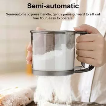 Просеиватель для муки, мелкоячеистое универсальное сито для выпечки, эффективное ручное сито для муки для сахара, какао-порошка, специй серый