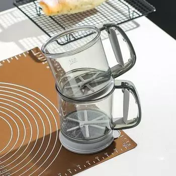 Просеиватель для муки, пресс для одной руки, мелкоячеистое сито для муки, кухонный инструмент для выпечки торта, сахар, какао-порошок, специи Single Layer