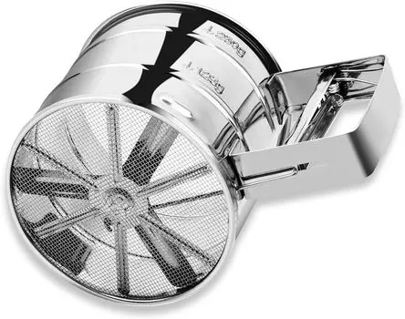 Просеиватель для муки, Просеиватель из нержавеющей стали для выпечки, Двухслойный сито для выпечки с мелкой сеткой, Кривошипный сито с прессом одной рукой для сахарной пудры