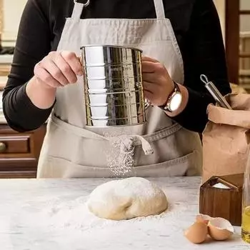 Просеиватель муки из нержавеющей стали, 3 стакана, мелкоячеистое вращающееся сито для выпечки