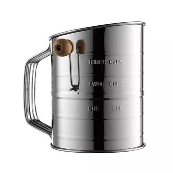 Просеиватель муки из нержавеющей стали для выпечки, сахарная пудра, шейкер/диспенсер с вращающимся ручным ситечком для муки, кондитерские инструменты