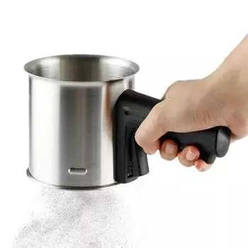 Просеиватель муки Креативный просеиватель муки Кухонный столовый кондитерский инструмент для выпечки Ручной просеиватель муки Фильтр-измельчитель чёрный