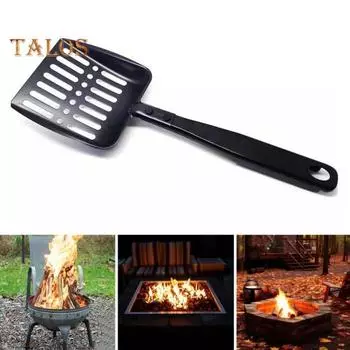 Просеиватель золы для камина 12,8 дюйма, металлическая черная полая лопата для золы, жаропрочный совок для угля, яма для пламени, железная лопата для каминов, наружных грилей для барбекю чёрный