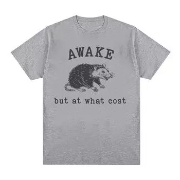 Проснулся, но какой ценой футболки с мемами и принтом в стиле винтаж 90-х годов, забавные футболки с крысами, мужские и женские летние модные повседневные хлопковые футболки S чёрный