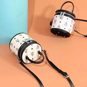 Prosperity Bucket Bag, Women s Printed Fashion Trend Rabbit Rabbit Hand-held Cylindrical Bag, Niche Commuting Single-shoulder Crossbody Bag