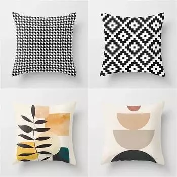 Простая абстрактная геометрическая наволочка с принтом листьев, сиденье для дивана, поясная подушка, современное украшение для дома 40x40cm