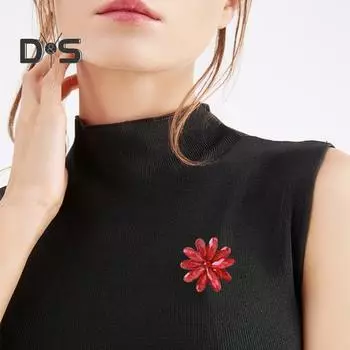 Простая акриловая брошь в виде цветочного венка, элегантный костюм, брошь из сплава, булавка для женщин, стильные аксессуары чёрный