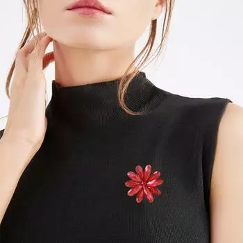 Простая акриловая брошь в виде цветочного венка, элегантный костюм, брошь из сплава, булавка для женщин, стильные аксессуары чёрный