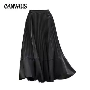Простая элегантная плиссированная юбка до половины тела, женская весенне-летняя темпераментная тонкая большая распашная юбка средней длины One Size чёрный