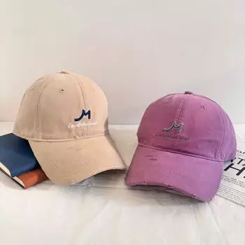 Простая бейсболка с вышитыми буквами для мужчин и женщин, весенняя новинка, универсальная кепка для пары, небольшая солнцезащитная кепка M56-58cm чёрный