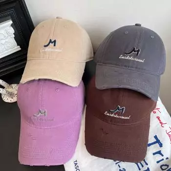 Простая бейсболка с вышитыми буквами и мягким верхом для мужчин и женщин, весенняя, новая универсальная кепка для пары M56-58cm чёрный