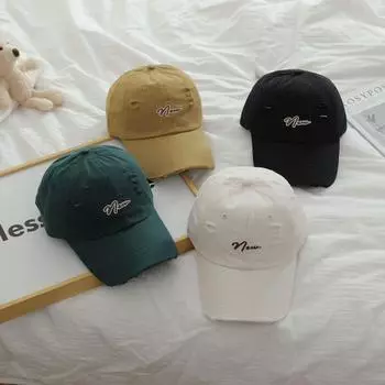 Простая бейсболка с вышивкой букв, рваная, детская, весенне-летняя, модная, с козырьком от солнца M56-58cm чёрный